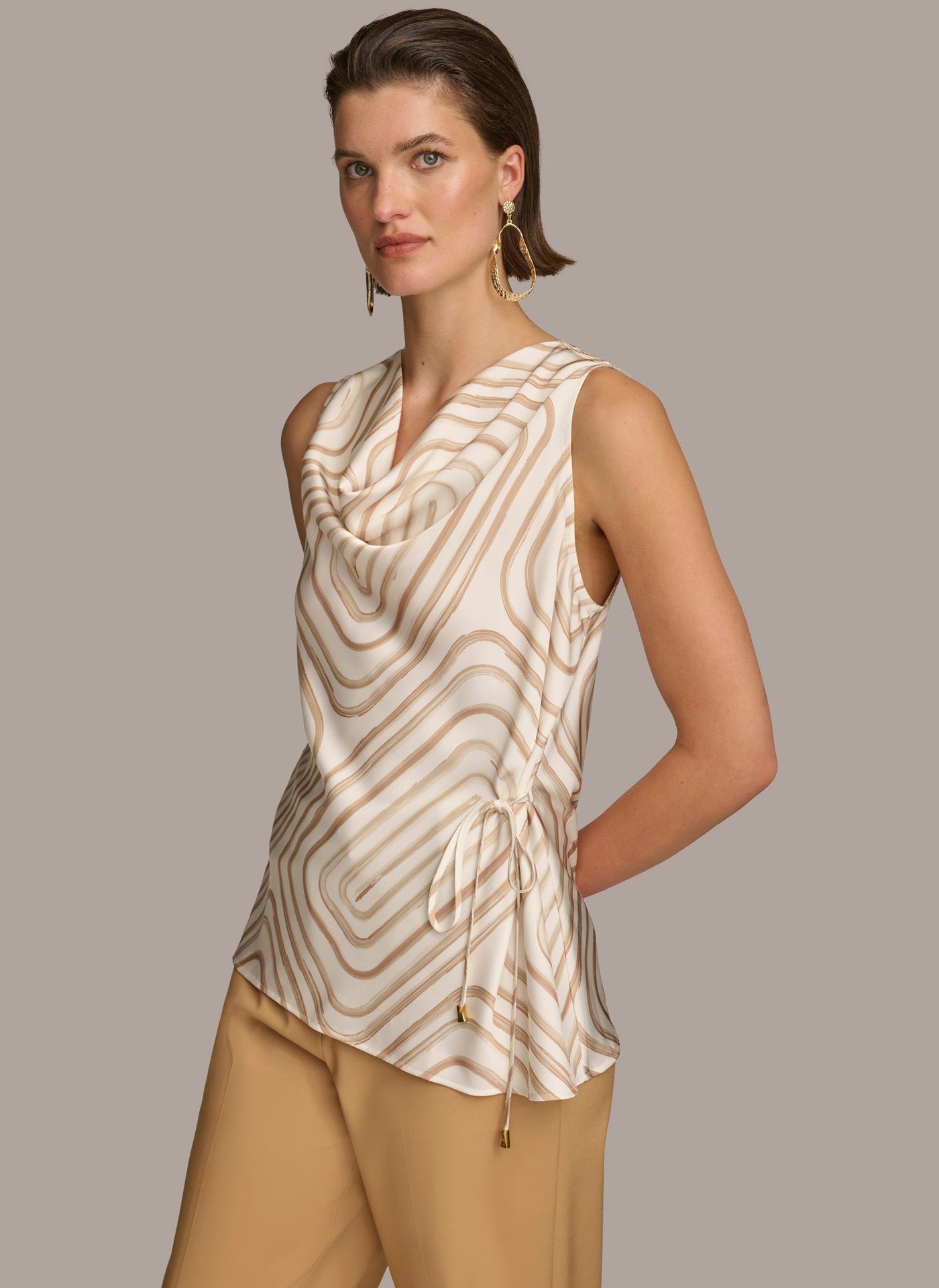 (image for) EXCELLENT PRINT DRAPE NECK TOP